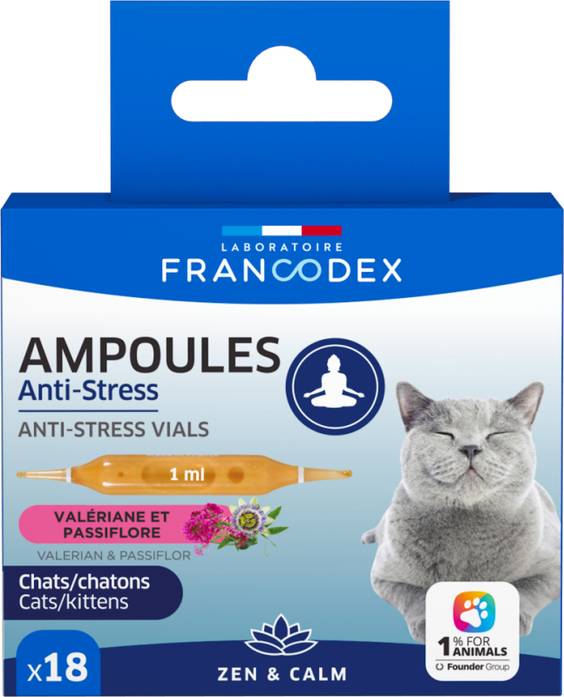Ampoules Anti-Stress Chat 18 x 1 ml Apaisant Francodex