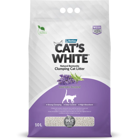 Litière agglomérante lavande bentonite blanche 10 L pour chat