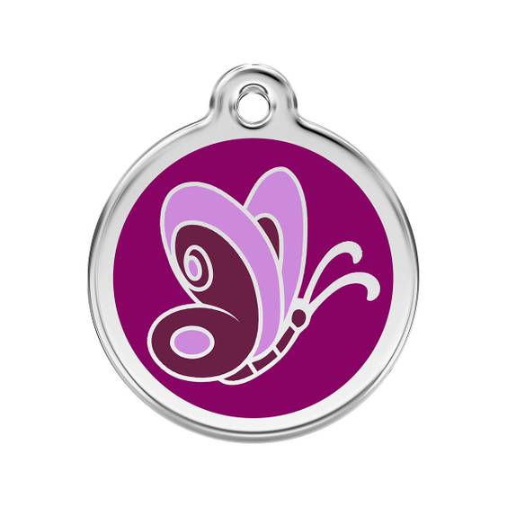 Médaille motif papillon violette pour chien et chat