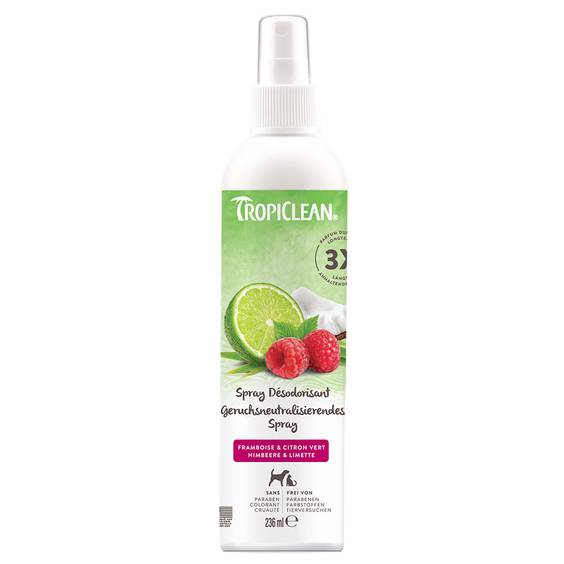 Tropiclean spray désodorisant framboise citron 236 ml pour Chien