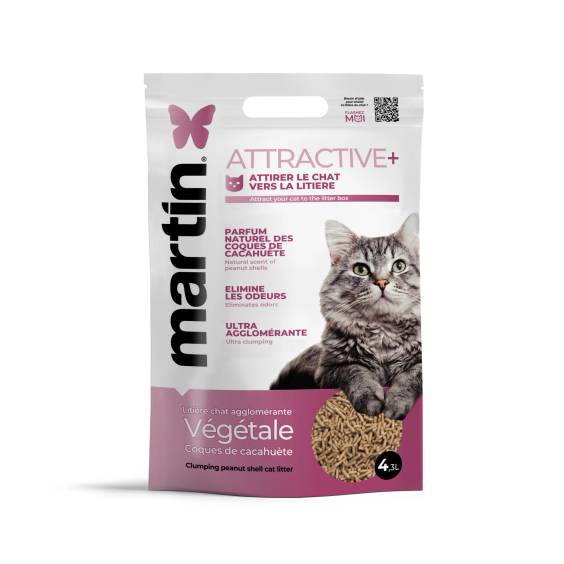 Litière agglomérante végétale attractive pour chat 5 litres
