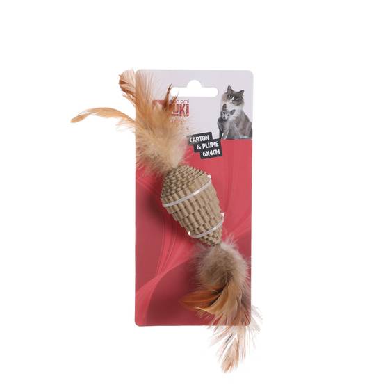 Jouet pour chat cône en carton et plumes Mon Ami Luki
