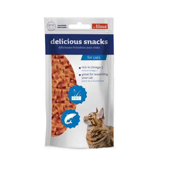 Friandises cubes de saumon riches en oméga 3 pour chat