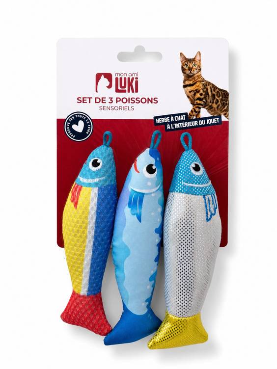 Poissons sensoriels pour chat à l'herbe à chat Mon Ami Luki