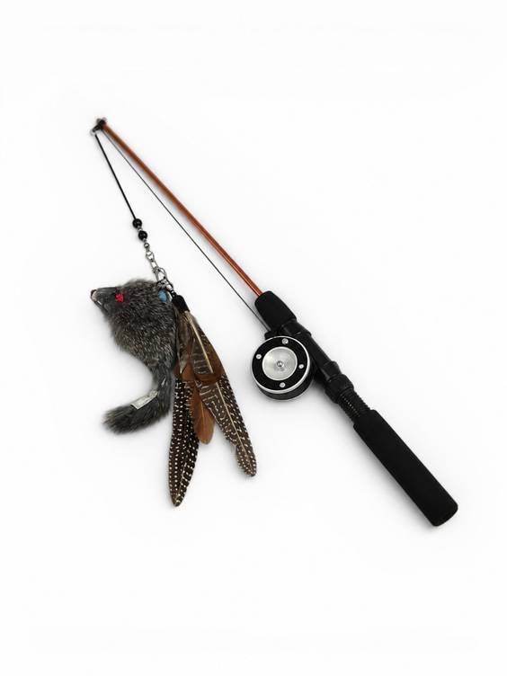 Canne à pêche pour chat souris, papillon et plume Mon Ami Luki