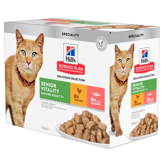 Hill's Science Plan Senior Vitality poulet saumon 12x85 g