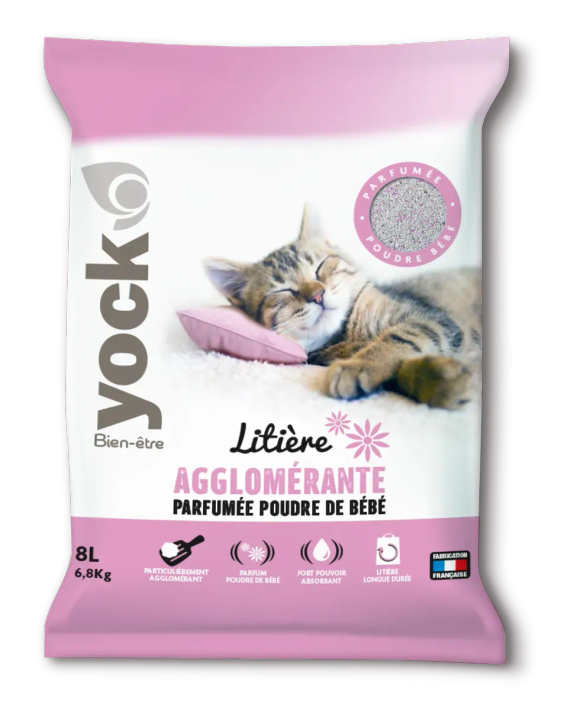 YOCK Bien-être Litière minérale agglomérante poudre bébé 8 L