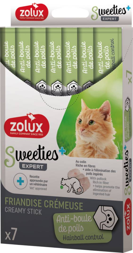 Friandises Sweeties+ Zolux anti-boules de poils - 7 x 14 g