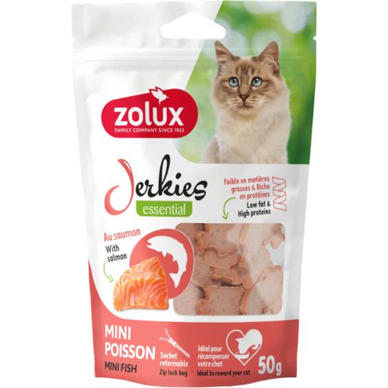 Zolux Jerkies Essential mini poisson saumon chat sachet 50 g