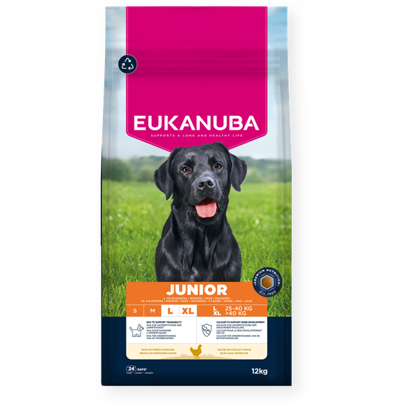 Eukanuba chien junior grandes races poulet frais - sac 12 kg