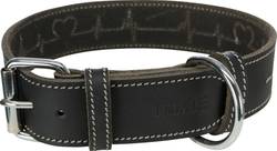 Collier Heartbeat en cuir gras noir pour chien