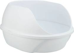 Bac de toilette pour chat anti projection très haut rebord blanc