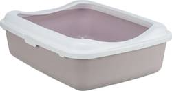Bac à litière pour chat mauve et blanc