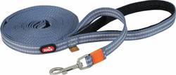 Longe plate bleue avec bande réfléchissante pour chien