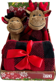 Ensemble jouet & couverture Noël – peluche renne + plaid 100×75 cm Mon Ami Luki pour Chien