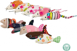 Jouet Souris ou Poisson pour chat avec catnip 9 à 12 cm