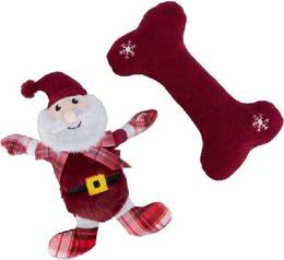 Coffret cadeau de Noël pour chien peluche et os