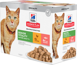 Hill's Science Plan Senior Vitality poulet saumon 12x85 g