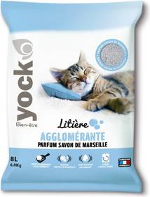 YOCK Litière minérale agglomérante parfum Savon de Marseille sac 8 L